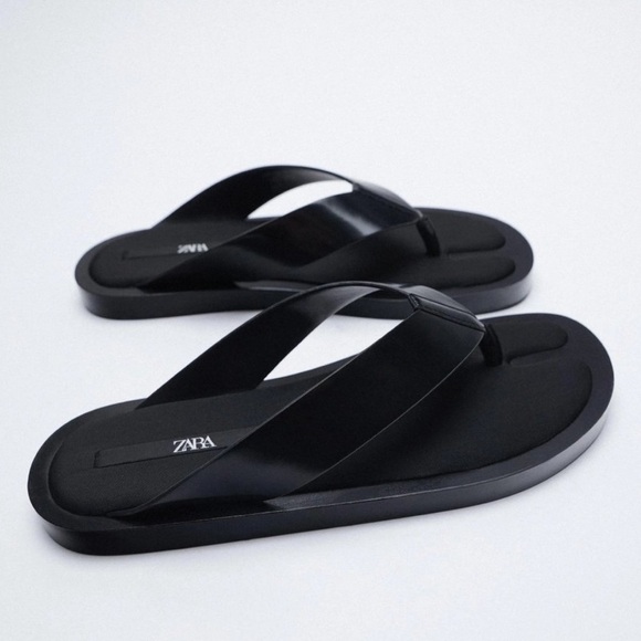 ZARA MINIMAL FLAT BLACK SANDALS Shoes Size 41 - Picture 1 of 11